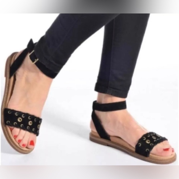 Clarks Women's Black Suede Corsio Amelia Sling Back Sandals size 7.5M flats boho - Picture 3 of 13